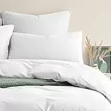 Seralino Bettwäsche Set 155x220 + 80x80 cm Weiß (2er Set) 100% Baumwolle Perkal (angeraut), Oeko-Tex Zertifiziert, atmungsaktiv, 80x80 Kissenhülle mit Reißverschluss, Kissenbezüge 80x80