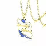 VASSAGO Iranische Karten Halskette mit Friedenstaube/Umarmung/Flagge Farbe CZ Edelstahl iranischer patriotischer Anhänger persischer Schmuck Geschenk für Damen und Herren