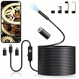 Endoskopkamera mit Licht 10m, AOPICK 1920 HD Endoskop-Kamera Handy mit 8 LED Licht, Kein WLAN Erforderlich Inspektionskamera Wasserdichtes Ip67 Kanal-Kamera für Android & iOS, Tablet (32.8 ft/10m)
