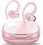 VKROBAG Bluetooth Kopfhörer Sport, Kopfhörer Kabellos Bluetooth 5.3 mit ENC Mikrofon, 48Std Premium-Tiefbass Wireless Earbuds mit LED Anzeige, Leichtes Design, IPX7 wasserdichte Ohrhörer, Rosenpulver