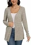 Molirex Leichte Strickjacke für Damen: Langer Cardigan mit Eleganter Rippung und Taschen