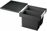 BLANCO FLEXON II 45/2 | Abfall Müllsystem | für 45 cm breite Unterschränke | System zum Einbau in Schubladen | Systemabdeckung | 2 x 16 Liter Eimer | Minimale Einbauhöhe: 355mm | [41,2x40x37,1 cm]
