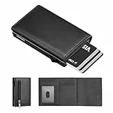 Manmaxim Slim Wallet mit Münzfach Geldbörse Herren mit RFID Schutz, Portmonee Herren Slim Smat Wallet, Pop-up Kartenetui Heren für 10 Karten, Karten Geldbeutel Heren Wallets for Men (Schwarz)