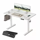 FEZIBO Höhenverstellbarer Schreibtisch mit USB-A und USB-C-Ladeanschlüssen, 120 x 60 cm Schreibtisch Höhenverstellbar Elektrisch, Ergonomischer Steh-Sitz Tisch für Heimbüro, Standing Desk, Weiß