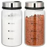 Gewürzgläser mit Drehdeckel, 2 Stück Borosilikatglas Gewürzstreuer, 200ml Gewürzdosen mit 3 Arten von Gewürzlöchern, für Gewürze oder Kräuter in der Küche oder Grillen im Freien