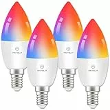 ANTELA Alexa Glühbirne E14 4.5W LED Lampen Smart WLAN Birne RGB Kaltweiße Warmweiße Licht, APP Steuerung, Sprachsteuerung, Kompatibel mit Alexa, Google Home, 4 PCs