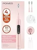 Schallzahnbürste POIVES P1 Pro - Elektrische Zahnbürste mit Drucksensor und 72.000 Bewegungen, bis zu 4 Jahre Garantie, 111 Tage Risikofrei testen, lange Akkulaufzeit, Perlmutt Rosa