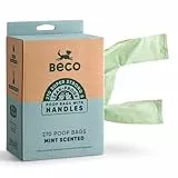 Beco Starke und große Kotbeutel – 270 lose verpackt mit Griffen zum Binden – Boxspender – Minzduft Hundekotbeutel