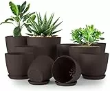 Utopia Home 10er-Pack Blumentopf 18/17/15/13/12 cm Übertopf mit Untertasse Für Küche, Balkon Blumentöpfe mit Untertasse Gartenpflanzen Sukkulenten, Baumschule Blumentopf für Zimmerpflanzen Braun.
