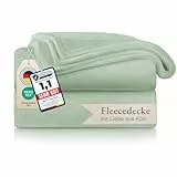 Blumtal Kuscheldecke flauschig - Oeko-TEX zertifizierte Fleecedecke 150x200 cm - Wohndecke 150x200 cm - Decke Couch als Wohn- & Kuscheldecke - Flauschdecke - Sommergrün