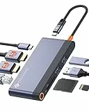 NOVOO Docking Station USB C Hub Dual HDMI 8-in-1 Adapter mit, 2*HDMI, Gigabit Ethernet, PD 100W,2 USB-A Datenübertragungen, SD&TF Kartenleser für MacBook Air/Pro M2, Dell, XPS 15,HP, Lenovo und mehr