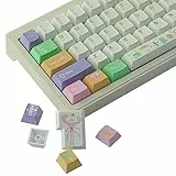 JakeTsai PBT-Tastenkappen, 143-Tasten-gefärbtes Sublimations-Kirsch-Profil Tastenkappen-Set für Cherry MX Schalter ISO/ANSI-Layout Mechanische Tastaturen