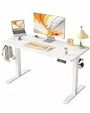 BEXEVUE Höhenverstellbarer Schreibtisch 120×60 cm, Schreibtisch Höhenverstellbar Elektrisch, Steh-Sitz Tisch mit 2 Memory-Funktionen, Computertisch, Weiß
