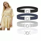 LEACOOLKEY Elastische Gürtel Schmal Damen Männer Stretchgürtel Skinny Taille Gürtel dünnen Gürtel für Kleid Jeans