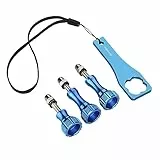 Mantona GoPro Schraubenset und Schlüssel (für GoPro Hero 11 10 9 8 7 6 5 4 3+, Session und andere kompatible Action Cams, hochfestes, eloxiertes Aluminium) alu blau