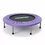 Relaxdays Indoor Trampolin, Ø 95 cm, faltbares Minitrampolin bis 100 kg, Sport & Gymnastik, Fitnesstrampolin, lila