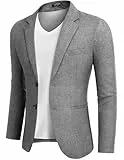 COOFANDY Anzugjacken Sakko Herren Casual Business Blazer Regular Fit 2 Knöpfe Freizeit Anzug Einfarbig Hellgrau 3XL