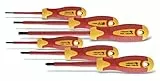 HÖGERT TECHNIK 6er-Set Isolierte Schraubendreher magnetisch rutschfester Griff Kreuzschlitzschraubendreher und Schlitzschraubendreher 1000V Hand Screwdriver, stal S2, Rot/Gelb