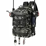 MoKo Angeln Rucksack Sling Bag mit Rod & Gear Holder, Nylon wasserdicht Fishing Tackle Storage Bag für Camping, Wandern, Jagen, Männer Vater, Grüner Tarnanstrich