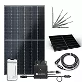 flex-energie Balkonkraftwerk Komplettset I 455Wp Solarmodul, Envertech EVT400-R Wechselrichter, Universalaufständerung & 5m Kabel I Bifaziale Solaranlage zur Energiegewinnung I Leistung drosselbar