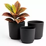 Home Garden Ornaments – Luna Übertopf 3er-Set Aus Kunststoff, Moderner Blumenübertopf & Blumentopf Für Innenräume, Matt, Ohne Abflusslöcher (Anthrazit, 13/15/17 cm)