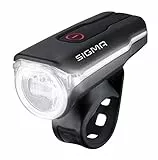 SIGMA Aura 60 USB | Fahrrad Frontleuchte mit 60 LUX | StVZO zugelassenes, akkubetriebenes Vorderlicht | 3 Leuchtmodi | wetterfestes & wiederaufladbares Frontlicht