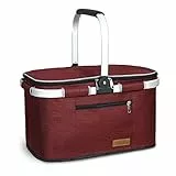 LIQINGG 35L Kühltasche Einkaufskorb Große isolierte Kühlkorb Lunchtasche Thermotasche für Büro Camping Picknick Reisen Innenbeutel Wasserdicht Seitenstütze Aufrecht Halte(Patentschutz)