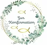 Zuckeraufleger Konfirmation Eukalyptus – Essbarer Tortenaufleger Ø 20 cm – Tortendeko für Konfirmations-Torte | Esspapier Aufleger für Torte, Kuchen & Fondant