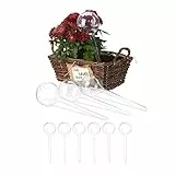 Relaxdays Bewässerungskugeln, 10er Set, HxD: 28x8 cm, Durstkugeln für Blumen & Pflanzen, 250 ml, Kunststoff, transparent