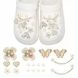 LUBOXIN 22 Stück Schuh Charms, Süße Bling Schmetterling Blume und Perle Schuh Anstecke Set, DIY Schuhdekoration mit Strass, Schuh Anstecke Schuh Dekoration Zubehör für Mädchen Frauen Kinder