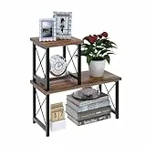 FEXPLENDID Tischregal & Schreibtisch Regal für Büro | Mini & Kleines Regal für Arbeitsplatte Küche | 40X40X19cm, in Holz/Metall, Stackable Desk Rack (Rauchholz)