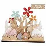 DAHI Ostern Aufsteller Osterhasen zum Hinstellen Osterdekoration aus Holz Osterdekoration Garten Osterhasen Deko Holz (A-1pcs)