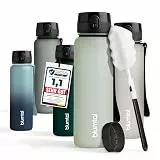Blumtal Premium Trinkflasche 500 ml - bruchsichere & auslaufsichere Trinkflasche Sport & Outdoor - Sportflasche BPA-frei - Gym Flasche mit 1-Klick-Verschluss & Sieb - spülmaschinenfest - hellgrün