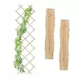 Relaxdays Rankgitter ausziehbar, 3er Set, Rankhilfe Kletterpflanzen, 180x60 cm, Garten, Balkon, Terrasse, Holz, Natur
