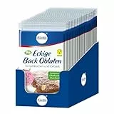 Küchle Bio Backoblaten eckig 100 x 145mm im 12er Vorratspack | Vegan | Eckig | Zum Backen von z.B. Gebäck, Lebkuchen | Auch für Obstkuchen geeignet | Innen zart, außen knusprig | 12 x 40g