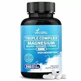 VivoNu Magnesium Komplex 240 Vegane Kapseln, hochdosiert mit 500 mg Magnesium pro Tagesdosis, 3-Fach Komplex mit: Magnesiumglycinat, Magnesiumcitrat, Magnesiummalat, hochdosiert