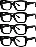 Eyekepper Packung mit 4 stilvollen Brillen für Frauen - Schwarze übergroße quadratische Brille +2.50