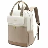 LOVEVOOK Rucksack Damen, 15,6 Zoll Laptop Schulrucksack Teenager Mädchen mit Laptopfach, Wasserdicht Reiserucksack Arbeitstasche Daypack, Schultasche Backpack Women Elegant für Uni Reise Büro, Beige