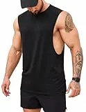 COOFANDY Herren Gym Workout Tank Tops Cut Off Muscle T Fitness Ärmelloses Shirt Schwarz 1 Stück M