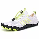 Teechodina Unisex Traillaufschuhe Herren Damen Wanderschuhe Barfußschuhe Laufschuhe Knit Sneaker Fitnessschuhe Fivefinger Zehenschuhe, Weiß-B, 35