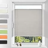 Buseu Plissee ohne Bohren Grau 80x130cm (BxH) Easyfix Faltrollo Jalousie Lichtdurchlässig Plisseerollo Sichtschutz Rollos für Fenster und Tür