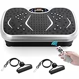 TLGREEN Vibrationsplatte 99 Stufen 5 Trainingsprogramme, Kompaktes Design, Leiser Motor, Trainingsbänder, rutschfest, Fitness Vibrationsboard für Zuhause, Fettverbrennung & Muskelaufbau, Silber