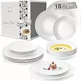 SÄNGER | Tafelservice New Port weiß, 18-teiliges Geschirrset für 6 Personen aus Porzellan, Hochzeitsteller, Speiseteller | PREMIUM COLLECTION