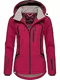 MARIKOO Damen Softshelljacke wasserdichte Funktionsjacke mit abnehmbarer Kapuze Mount-Cho-Oyu Fuchsia Gr. S