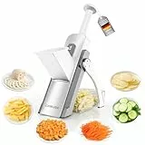 Mandoline Vegetable Slicer Pommesschneider Gurkenhobel，für die Küche, Zerkleinerer, Gemüseschneider mit größerem Behälter, Dicke Verstellbarer Gemüseschneider (grau mittel)