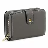 GAEKEAO Portemonnaie Damen,Geldbörse,Geldbeutel Zipper ​mit Münzfach & RFID-Schutz,（grau