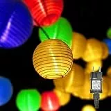 Gresonic Lichterkette Lampion/Laternen Deko für Garten Weihnachten Party Hochzeit Innen und Außen mit dem Stecker (30LED Netzanschluss, Bunt)