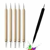 77iiAii Malen nach Zahlen - 5 + 1 Dotting Pen´s doppelseitig, die Alternative zum Pinsel, geeignet für jedes Gemälde,um feine und größere Bereiche mühelos auszufüllen
