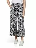DENIMFY Palazzo Hose Damen Sommer 7/8 Loose Fit DFKate Weites Bein Sommerhose leicht Stoffhose Knöchellang Elastische Taille Navy M, Größe:M, Farben:Old Navy-Light Sand
