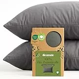 Dreamzie - 100% Bio-Baumwolle - Kissenbezug 40x60 cm Baumwolle - 2er Set - Anthrazit - Kissenbezug mit Reißverschluss - Oeko-Tex